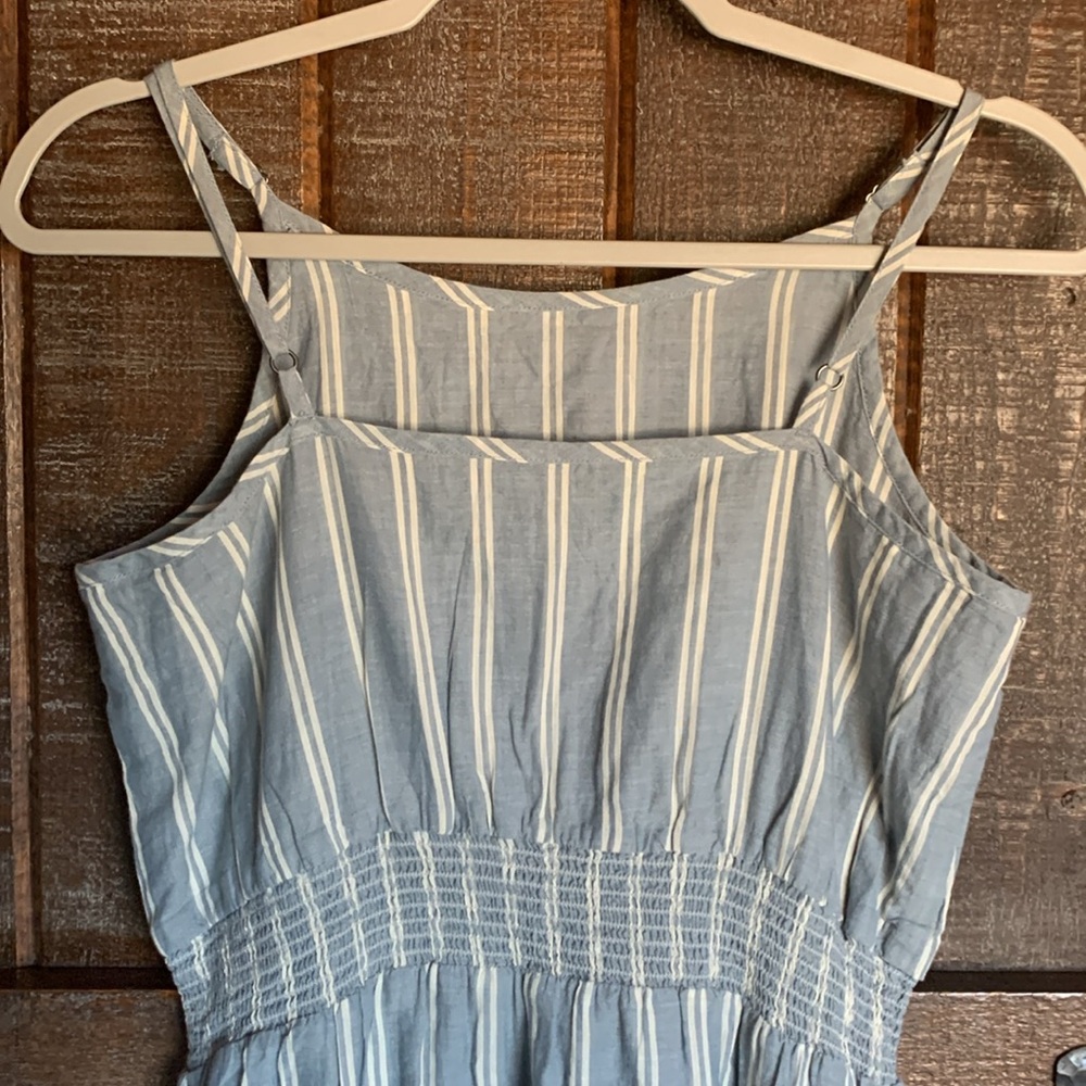 NWT Toad & Co Airbrush Maxi Dress High Tide 100% organic cotton uneven stripe XS - Picture 6 of 17